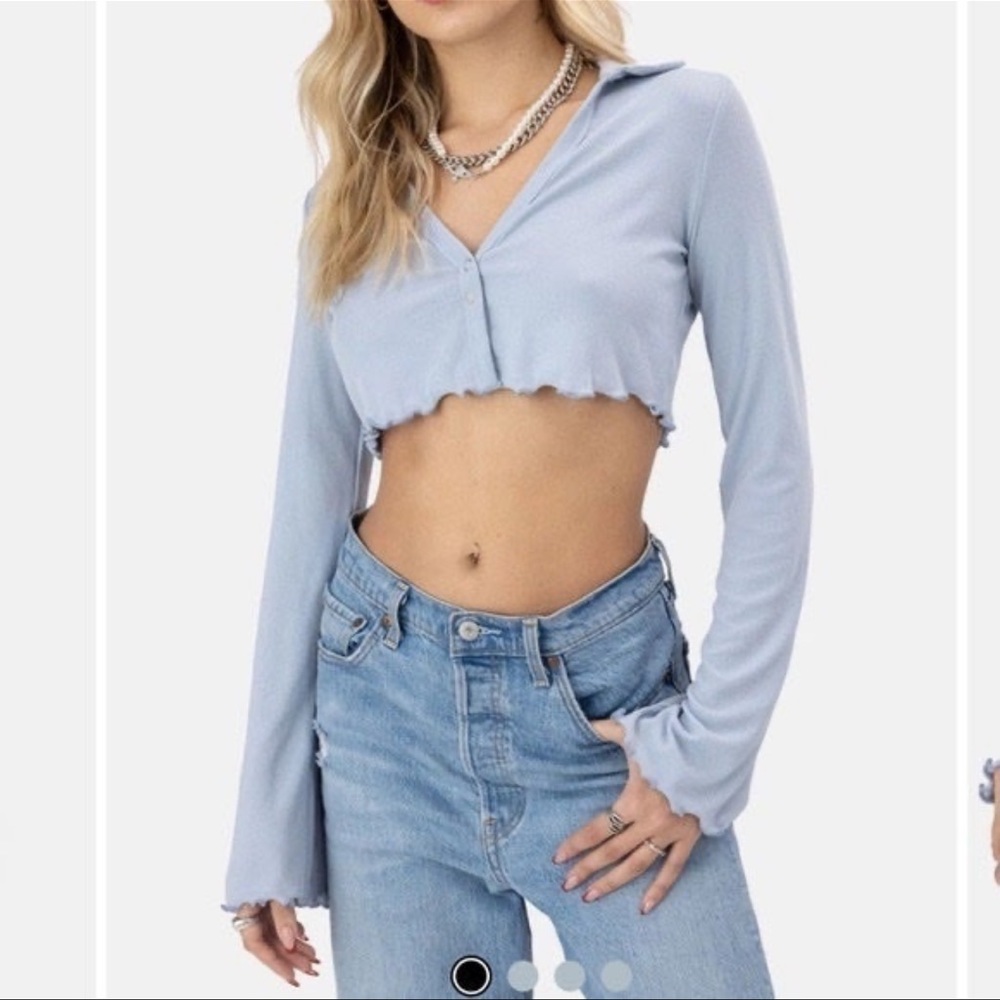 Adika Long Sleeve Blue Crop Top
